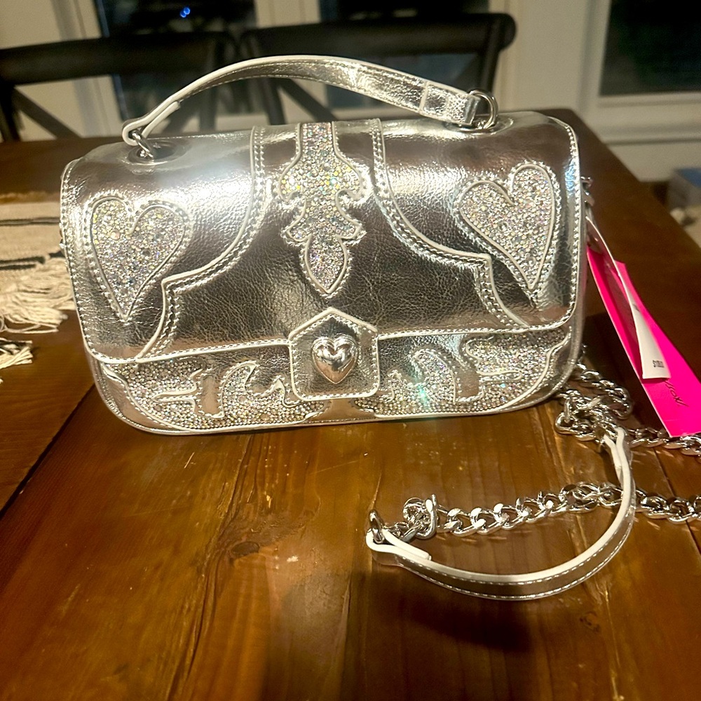 Betsy Johnson silver handbag. New with Tags.